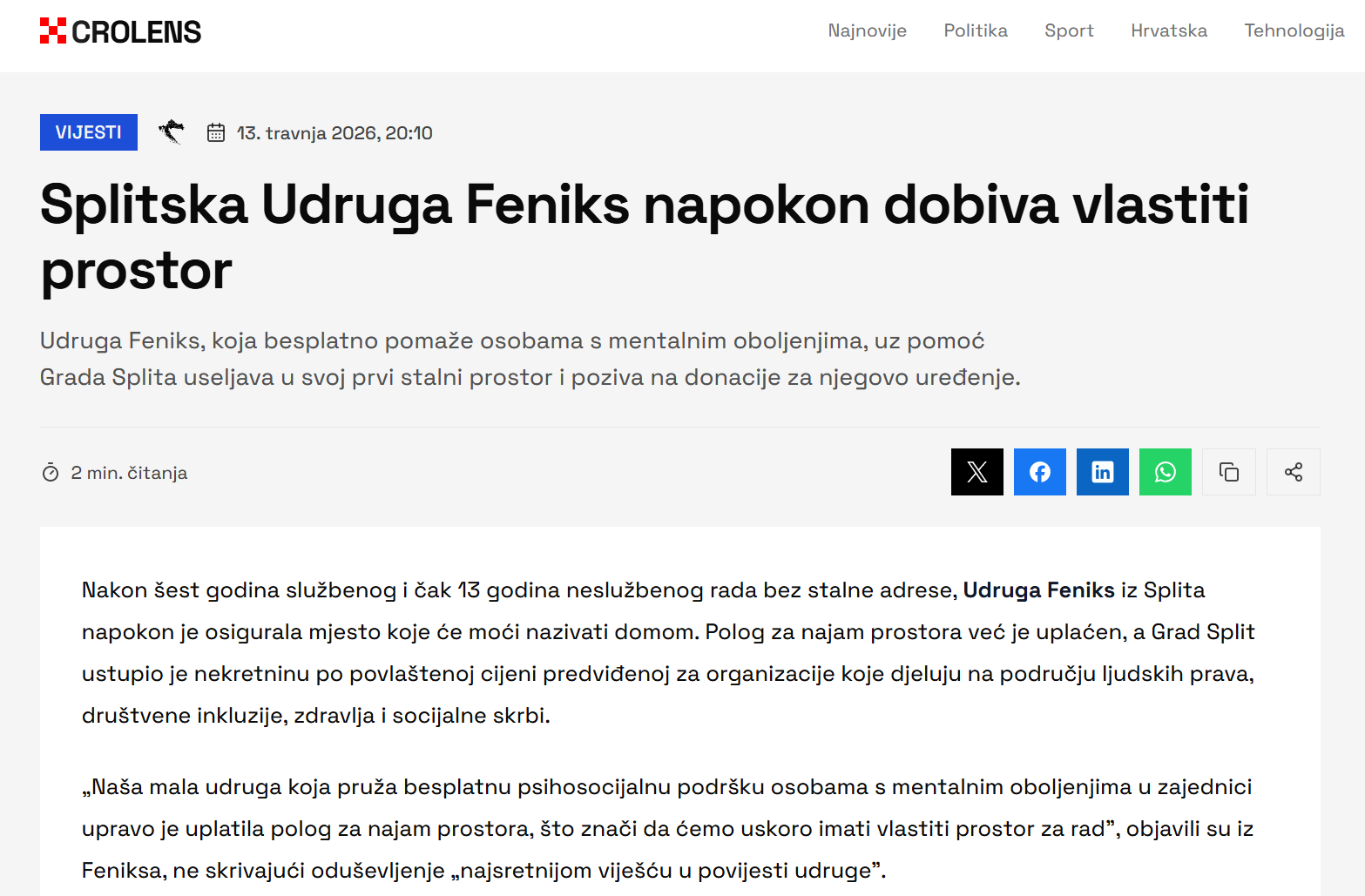 Crolens.hr Udruga Feniks Split Crolens.hr Udruga Feniks Split